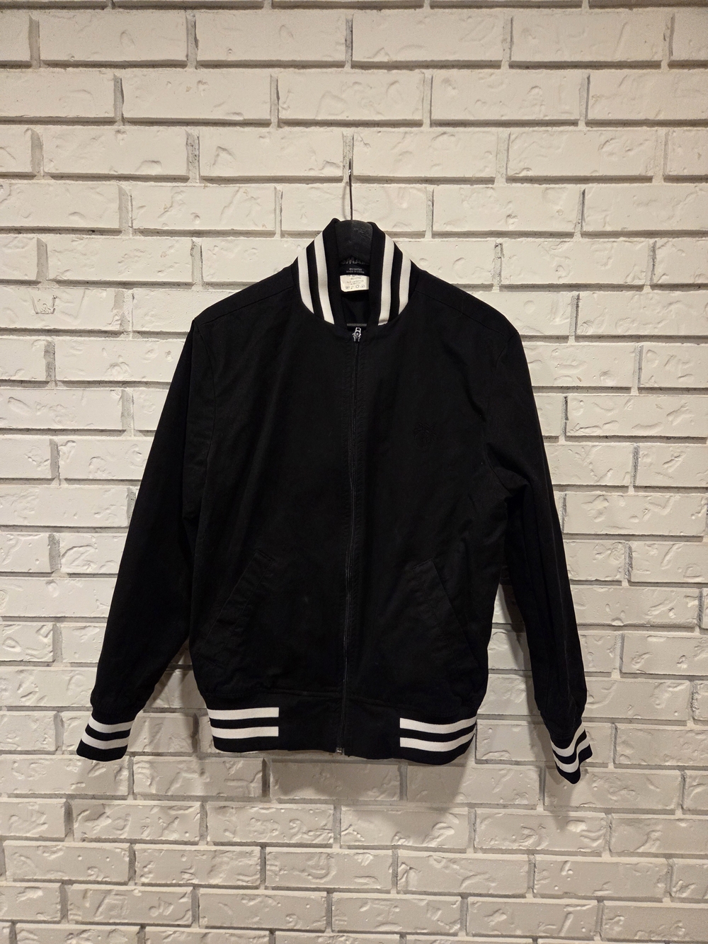 The HUNDREDS Black Bomber Jacket with White Stripe Trim